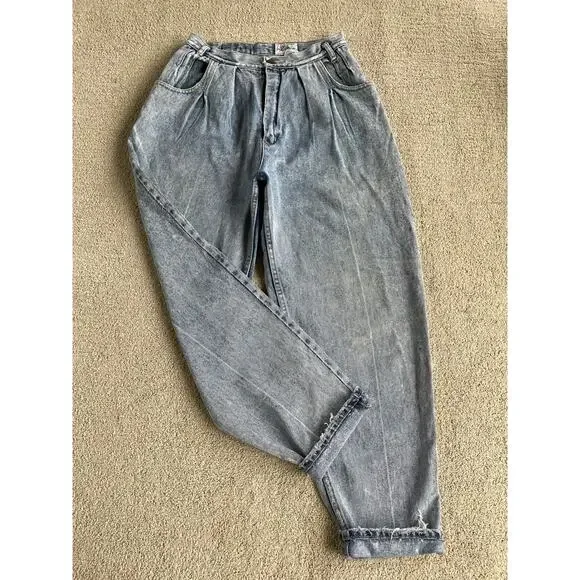 🔥VTG Palmetto’s Acid Wash Tapered Leg High Waist Crease Mom’s Jeans Waist 28” - Picture 2 of 16